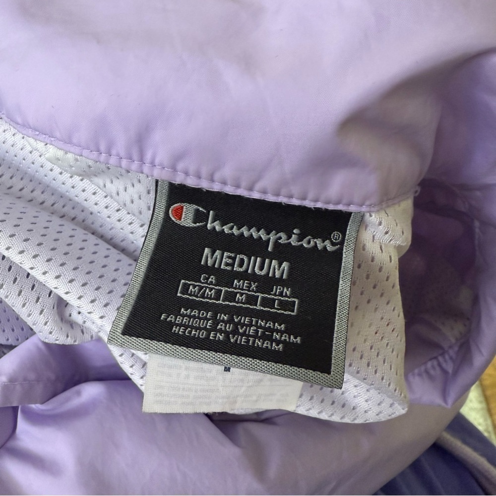 Champion Lilac Purple Windbreaker Jacket | Vintage Style Logo Zip-Up **Flaw** - Picture 5 of 7